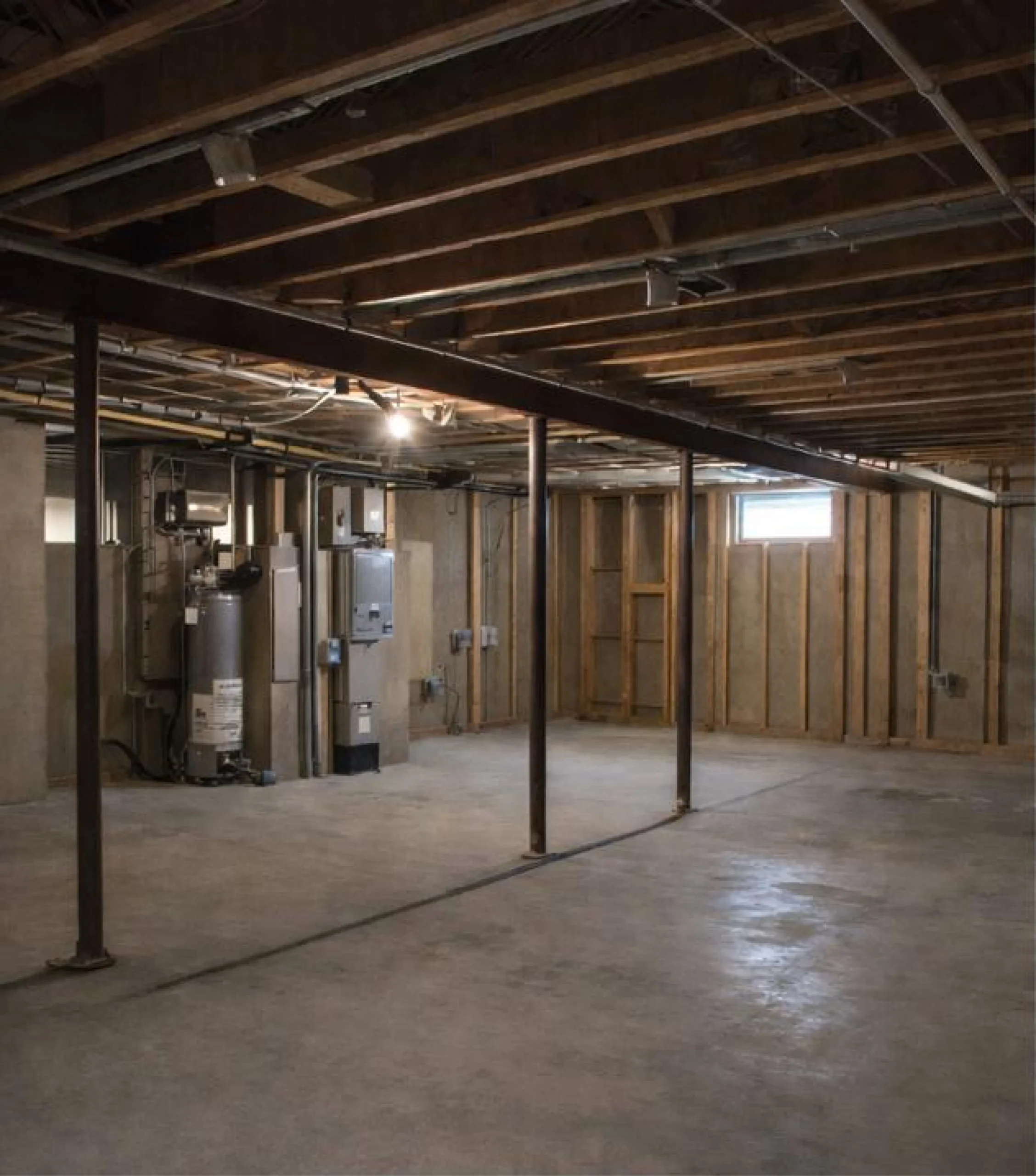 Before renovation: living room and kitchen in a Connecticut home with outdated finishes, prior to MGM Home Solutions remodeling.